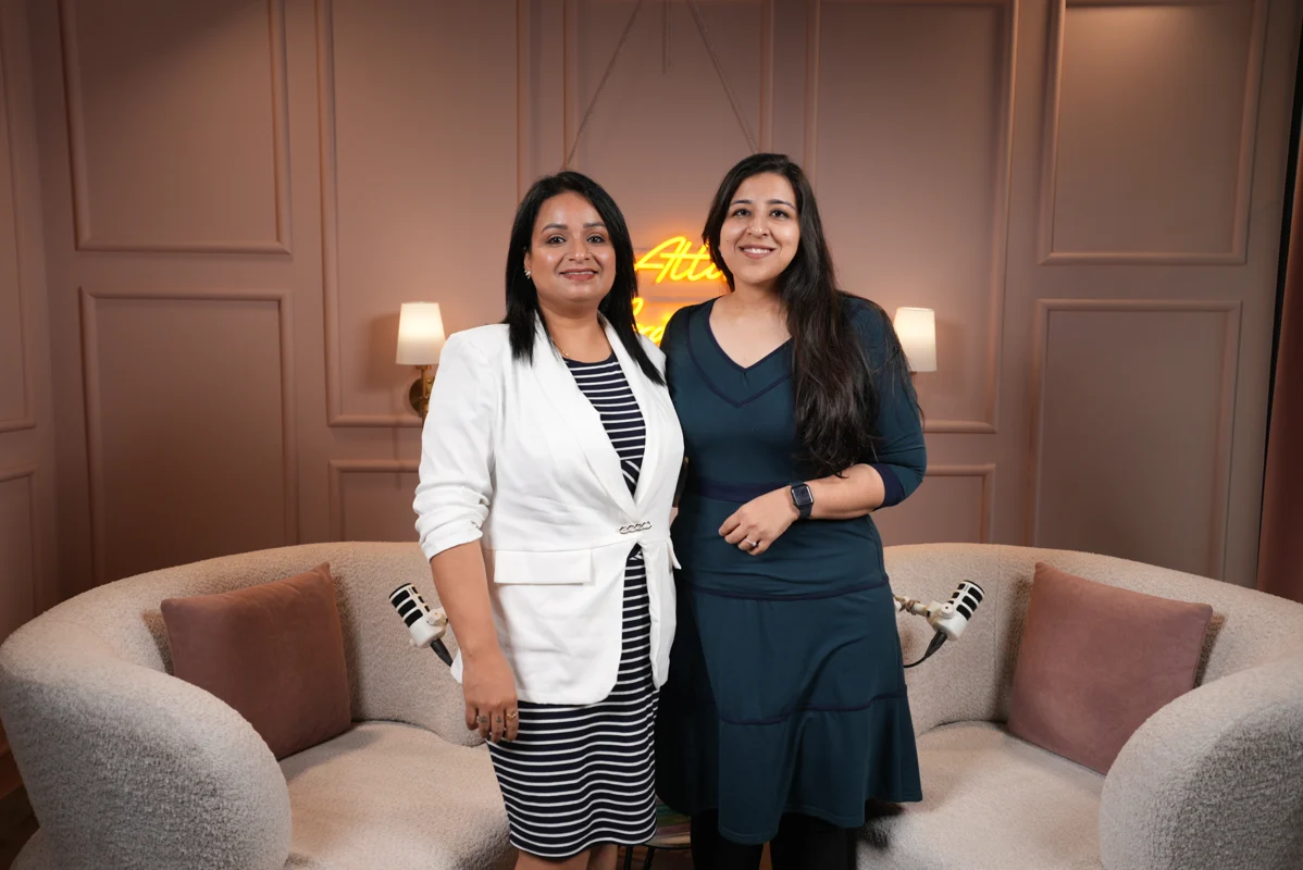 Dr. Lamya Kamal with host Sadhna Sharma in the podcast studio